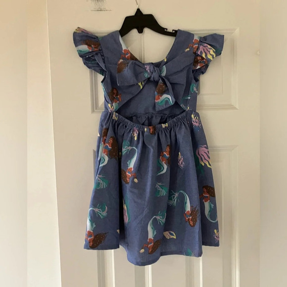 NWT Disney’s The Little Mermaid Light Blue Girl’s Dress With Elastic Waist Bow - Picture 4 of 4